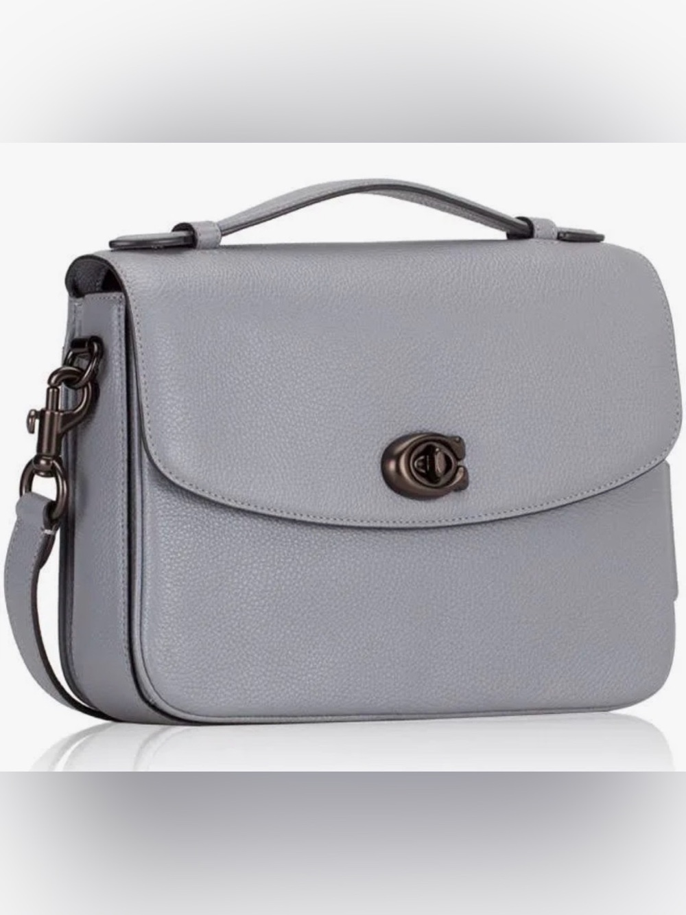 Coach Cassie Pebbled Leather Crossbody - Gray w/ Gunmetal Turnlock